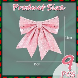 Sprinlot Bows Christmas Tree Pink, 9 Pieces Bow Christmas, Gift Bows Christmas, Christmas Bows, Pink Christmas Bows Outdoor, Bows for Christmas Tree Decoration