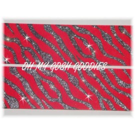 1.5 RED BLACK TWINKLE GLITTER ZEBRA CHEER GROSGRAIN RIBBON 4 HAIRBOW FOOTBALL