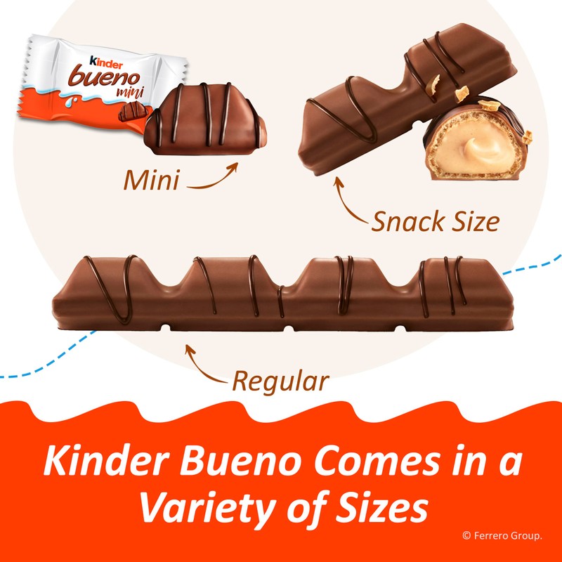 Kinder Bueno Milk Chocolate and Hazelnut Cream, Bulk 30 Pack,