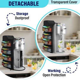 Soda Machine Dust Cover for Ninja Thirsti Max Custom Hydration System, Soda Maker WC2002, Cover Bag with Storage Pockets Compatible with Ninja Thirsty, Flavored Water Drops(Black)