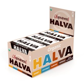 Organic OhGoodness! Honey Halva - Case Of 12 - Only THREE Simple Ingredients, Melt-in-Mouth Snack & Dessert, Honey Sweetened Treat Paleo Approved - (Honey - Dark Chocolate) 75g Each