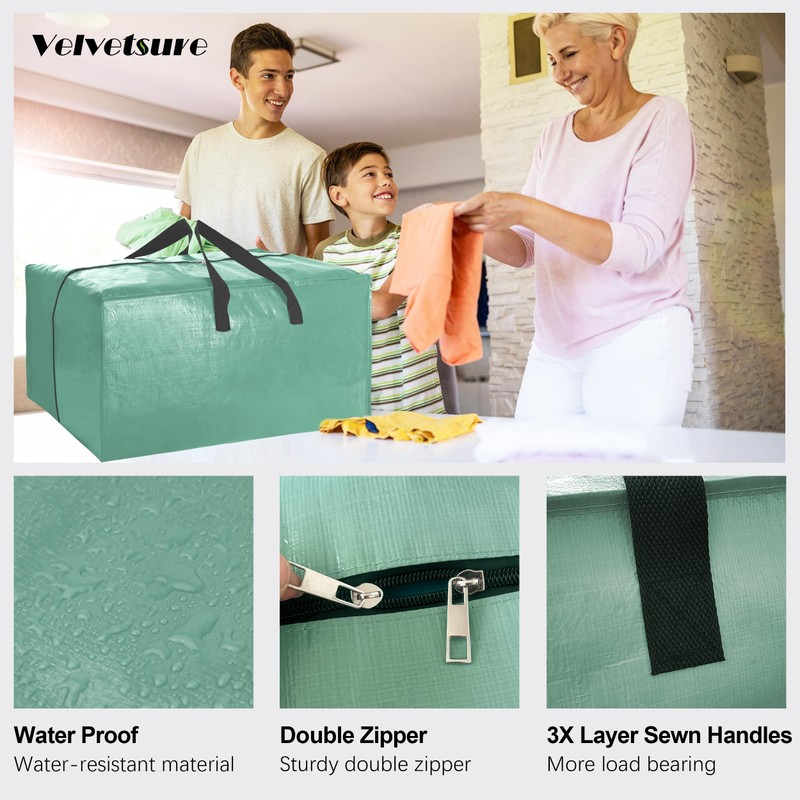 VELVETSURE 12 Pack Heavy Duty Large Moving Bags W/Backpack Straps