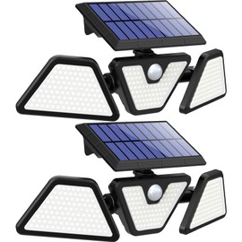 ZOOKKI Solar Outdoor Lights， 275 LED Motion Sensor Outdoor Lights, 270° Wide Angle IP65 Waterproof, Solar Flood Security Lights for Front Door Yard Garage, 2 Pack