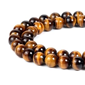8mm Natural Yellow Tiger Eye Beads Round Gemstone Loose Beads for Jewelry Making (46-48pcs/strand)
