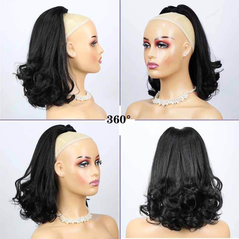 16 Inch Yaki Straight Drawstring Ponytail for Black Women Synthetic