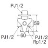 SANEI JB41J-13 Cross Branch Valve 3-Way Splitter