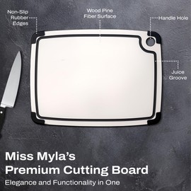 Pine Wood Composite Large Kitchen Cutting Board - Dishwasher Safe for Kitchen Prep