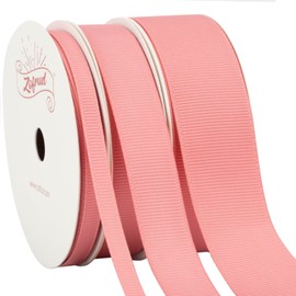 Zofrud 3 Rolls Dusty Rose Grosgrain Ribbon Pack 1/4" x 10Yds, 5/8" x 10Yds, 1" x 10Yds, 30 Yards Total - Ideal for Sewing, Gift Wrapping, Crafts and Wedding Decoration