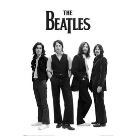 The Beatles - Music Poster (John, Paul, George & Ringo - Long Hair & White Background) (Size: 24" x 36")
