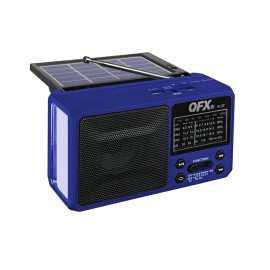 QFX R-37 3-In-1 Rechargeable AM/FM/SW1-SW4 6-Band Solar Radio +Flashlight+US - Blue