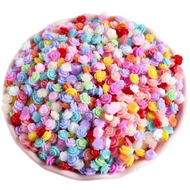 100 Pieces 1/5inch Mini Flower Resin Charms Plastic Cabochons Flatback Beads for Jewelry Making Scrapbooking Nail Decorations Hair Accessories Miniature Accessories (Rose)