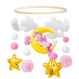 Unicorn Baby Mobile for Crib Unicorn Baby Mobile Crib Nursery Mobile for Girls for Nursery Bed Decoration, Bassinet Newborn Baby Gift, Pink (Pink)