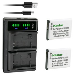 Kastar 2-Pack Battery and LTD2 USB Charger Compatible with Sanyo DB-L80 DBL80 Battery, Sanyo Xacti DMX-CA100, Xacti DMX-CA100K, Xacti DMX-CA100P, Xacti DMX-CA100Y, Xacti DMX-CG10, DMX-CG10C Cameras