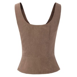 Scarlet Darkness Womens Victorian Steampunk Waistcoat Gothic Vest Tops Cofee L