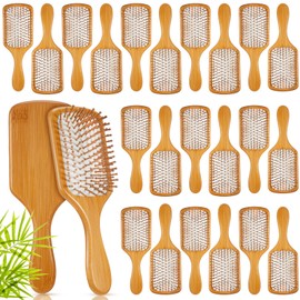 Tessco for you 24 Pcs Bamboo Hair Brushes for Women Bulk Wooden Paddle Brush Scalp Massage Bamboo Bristles Anti Static Men Engraving DIY Gift for Wedding Teacher(White)