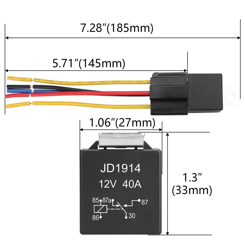 Weasch 6 Pack JD1914 Car Relay, 12V 40A, SPDT 5Pin,