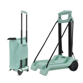 Carry On Luggage Cart with 2 Wheels, Shopping Tolley on Wheels, Hand Truck with 2 Bungee Cords,Grocery Cart 80lbs Duty Collapsible Utility Cart with Bags for Trip Luggages Shopping Camping