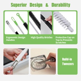 Upgraded Cleaning Brush Kit - 3-Piece Set, Flexible Drain Brush, Crevice Brush with Nie, Ideal for Kitchen, Bathroom, Toilet, Vent Scrubber