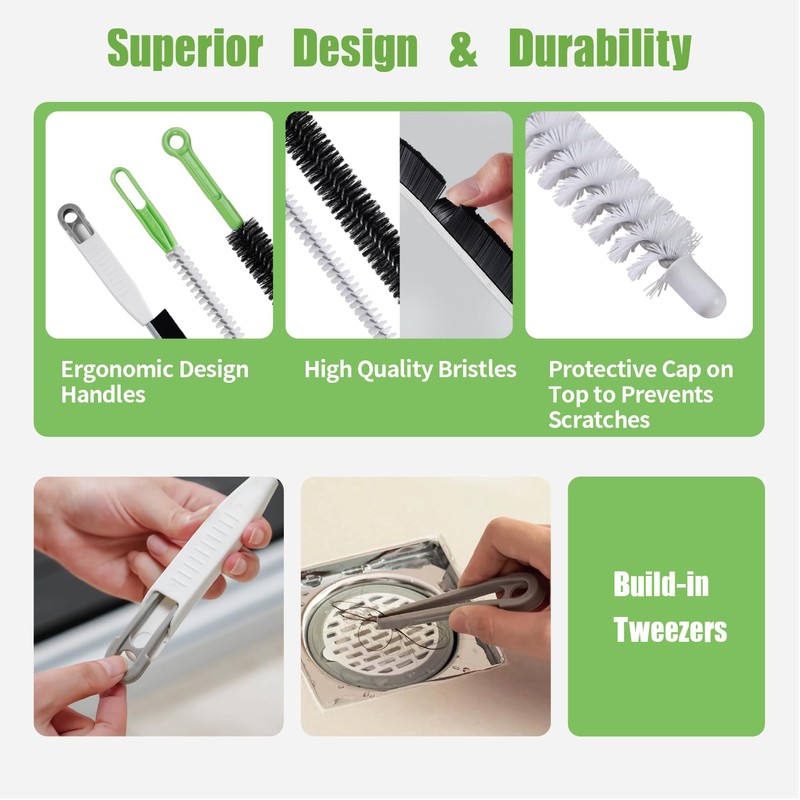 Upgraded Cleaning Brush Kit - 3-Piece Set, Flexible Drain Brush,