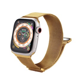 Volcana Metal Watch Straps for women and men with Magnetic Clasp - Adjustable Milanese Loops for Series 8/7/6/5/4/3/2/1/SE Ultra - Compatible With iWatch Strap (42mm/44mm/45mm, Gold)