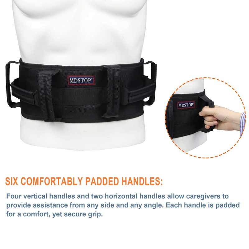 MDSTOP Gait Belt with Padding Handles, Safety Transfer Belt for