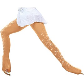 ChloeNoel Figure Skating Over The Boot Tights with Crystals on Both Legs TB8832 (Tan,AXL)