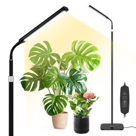 VSOKE Grow Light for Indoor Plants, Full Spectrum LED Grow Light with Stand, Auto On/Off Timer, Height Adjustable Floor Plant Lamp with Gooseneck, 10-Level Dimmable Light for Small Tall Houseplants