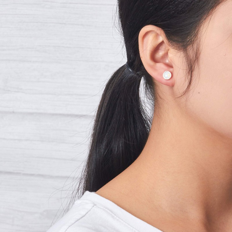 Philip Jones Synthetic White Opal Stud Earrings