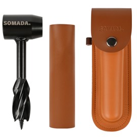 Bushcraft Hand Auger Wrench Set - Bushcraft Gear & Scotch Eye Wood Drill Peg, Survival Settler Tool Multitool with Leather Case for Bushcrafting & Camping, Mens Gifts for Christmas