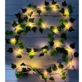 Fielegen 2 Pack/Each 6.56ft 20 LED Ivy String Lights Artificial Ivy Garland with Lights Battery Operated Hanging Fake Ivy Leaves Vine Fairy Lights for Bedroom Wedding Party Holiday Garden Patio Decor