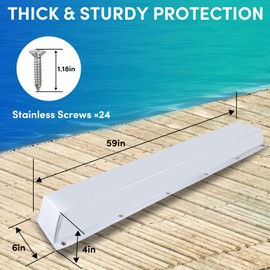 ORLANG 59" Dock Bumpers,PVC Dock Fenders with Stainless Steel Screws,Boat Dock Guards,Dock Post Bumper for Docking Edges, Piling, Vertical Poles, Horizontal Decks or Piers(White/2Pack)