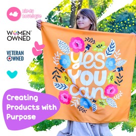 Birdy Boutique Learning Tapestry - Bright Flowers Yes You Can Motivational - Lightweight & Easy to Hang - Wall Hanging Canvas for Bedroom, Nursery, Classroom – 36" X 36in"