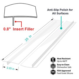 Stove Counter Gap Cover, Kitchen Silicone Oven Gap Filler – 25 Inches Countertop Strips Gap Guard, Easy to Clean (Clear)