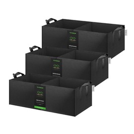 VIVOSUN VIVOSUN 3-Pack 2-Grid 10 Gallon Grow Bags, Heavy Duty Square Plant Grow Pots, 400G Thickened Breathable Fabric Plant Container with Reinforced Handles & 10 Pcs Plant Labels for Flowers, Vegetables