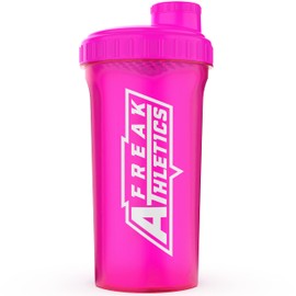 Freak Athletics Protein Shaker Bottle 700ml Premium BPA Free shaker Bottle (Pink Transparent/Pink Lid)