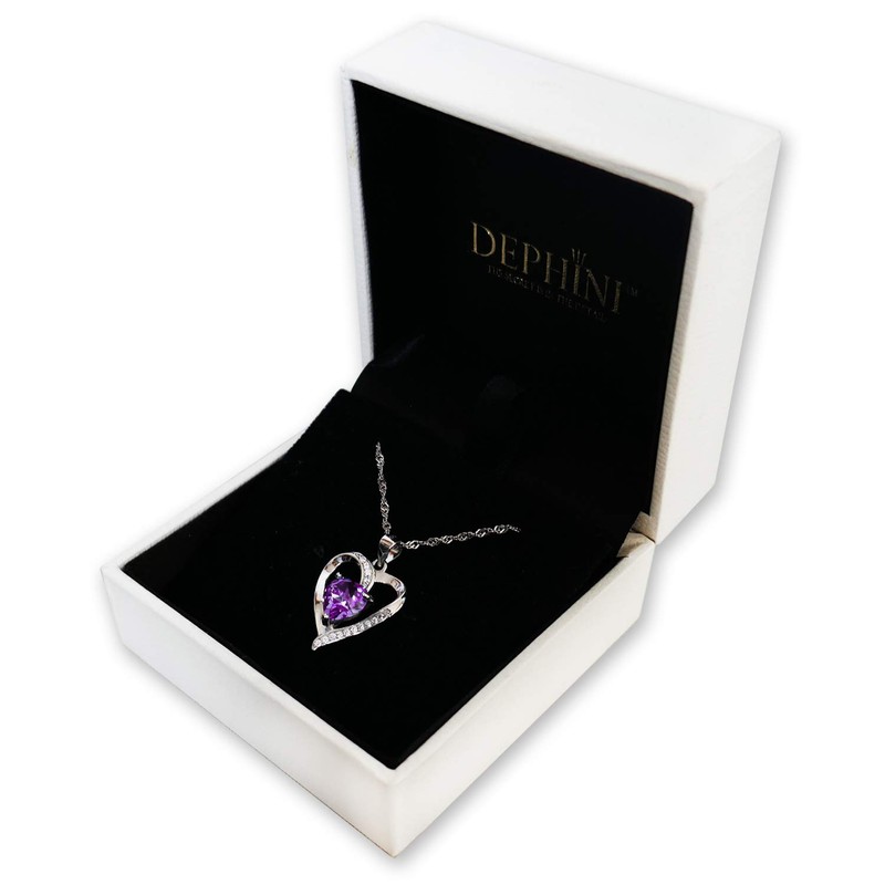 DEPHINI - Purple Heart Necklace - 925 Sterling Silver