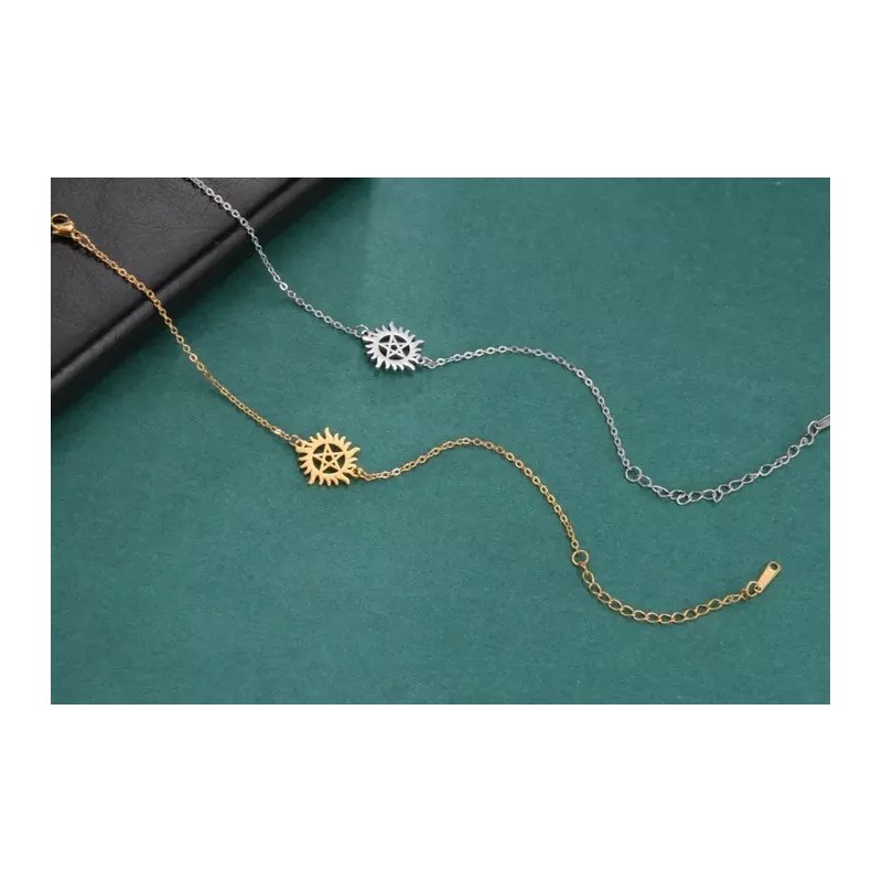 COLIBRI ALEGRE Pulsera Pentagrama Dentro De Un Sol Plateado