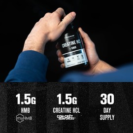 Jacked Factory Creatine HCL + HMB Capsules - Synergistic CON-CRET, myHMB, & Vitamin D Formula for Improved Growth, Strength, & Reduced Muscle Breakdown - 150 Capsules