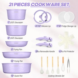 UMETRE pots and Pans Set, Ceramic Nonstick Cookware Set Detachable Handle, Induction Kitchen Cookware Sets with Removable Handle, Non Stick RV Cookware Set, Dishwasher ＆ Oven Safe