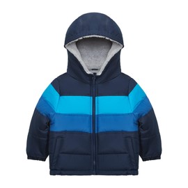 Carter's Boys' Sherpa-Lined Heavyweight Hooded Puffer Jacket, Navy