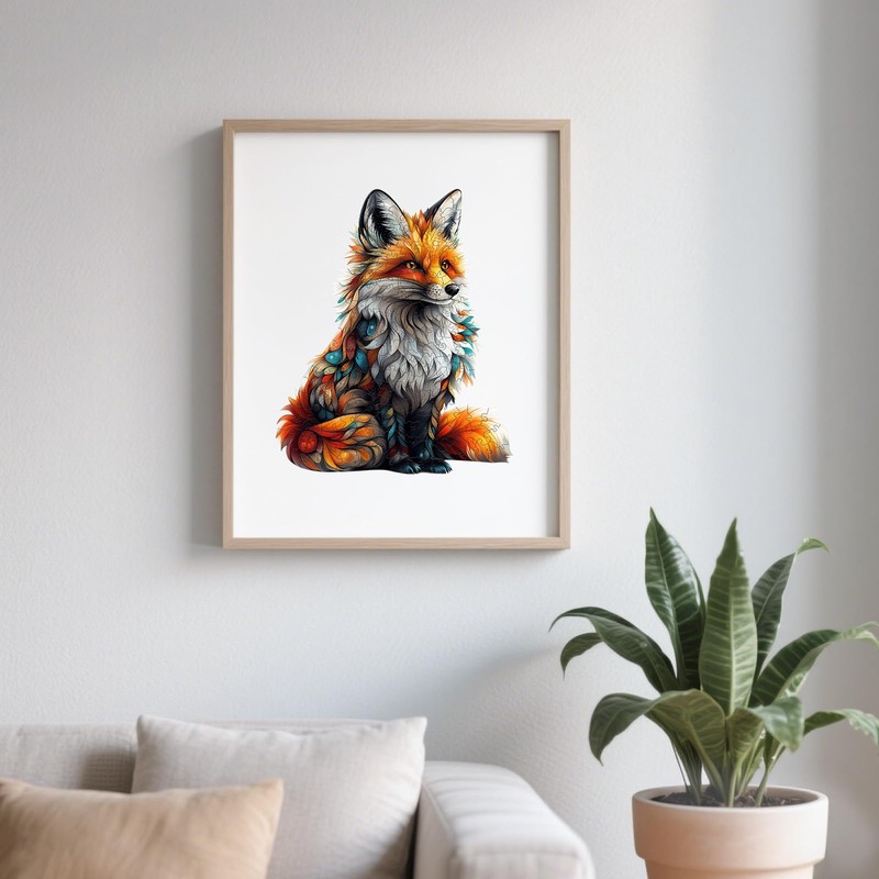 SECOGM Wooden Puzzles for Adults - Artistic Fox Wood Puzzles