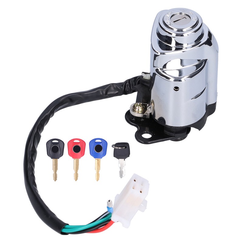 Motorcycle Ignition Switch Lock with 3 Colors Keys Fit for