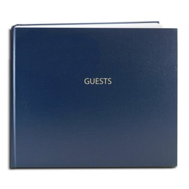 BookFactory Guest Book (120 Pages) / Guest Sign-in Book/Guest Registry/Guestbook - Blue Cover, Smyth Sewn Hardbound, 8 7/8" x 7" (LOG-120-GUEST-A-LBT25)