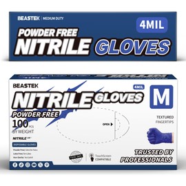 Beastek Nitrile Exam Gloves, 4.0 Mil 100 Pcs Powder-Free Latex-Free Medical Cooking Food-Safe Disposable Gloves, Blue Violet (Medium)