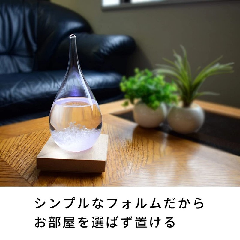 YYT Weather-changing Tabletop Storm Glass with Wooden Base Drop