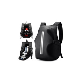 WEPLAN Motorcycle Backpack for Men Women Waterproof Motorcycle Helmet Bag Cycling Helmet Backpack With Reflective Strip Sac a Dos Moto Travel Backpacks Lightweight,Black Small