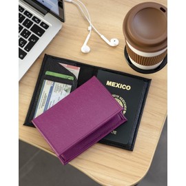 Porta pasaporte de piel genuina. Funda para pasaporte y visa VIANALA. Funda pasaporte mexicano en piel para mujer y hombre VIA-458G-NE (Negro)