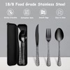 Portable Travel Silverware Set with Case 18/8 Stainless Steel Flatware