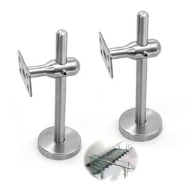 Handrail Holder Stainless Steel Adjustable Handrail Carrier, Pack of 2 Handrail Support Frame for Handrail Bracket of Stair Wall Wall Mount Accessories, Corridor Support Bar, Railing, Inner Wall Loft