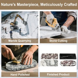 Natural Marble Bathroom Vanity Tray - Moujings Genuine Perfume Tray for Home Decor, Jewelry Marble Tray for Bathroom Countertop Organizer Tissues, Candles, Coffee, Key